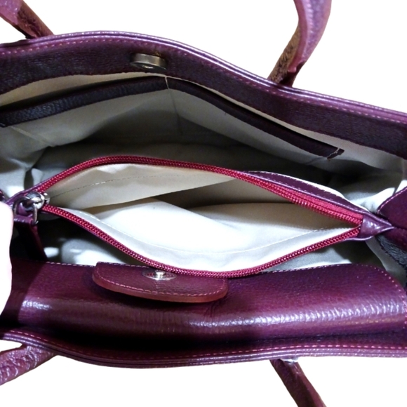 Maxima Milano Burgundy Italian Leather Hand Bag Satchel - Picture 9 of 10